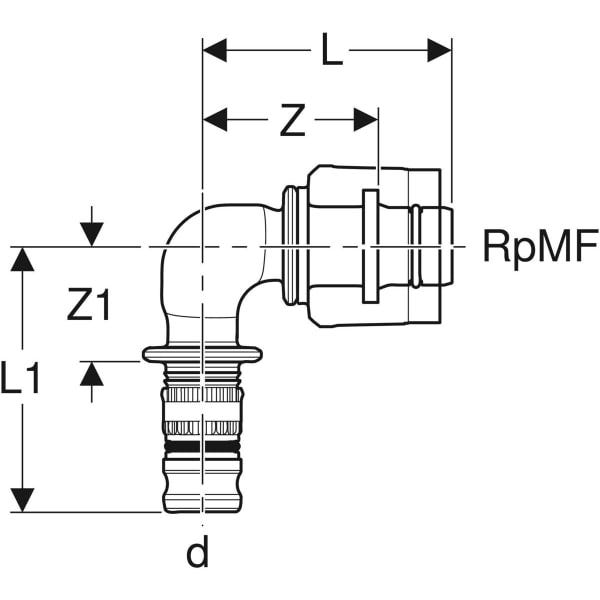 Geberit Mepla Übergangswinkel 90° mit MasterFix