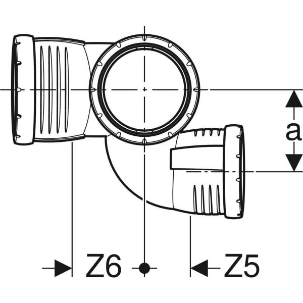 Geberit Silent-Pro Schachtbogenabzweig rechts 4-Anschluss-Fitting