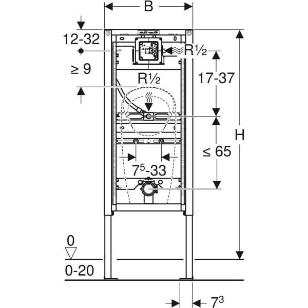 Geberit Duofix Element Urinal 112-130 cm Universal für Sprühkopf
