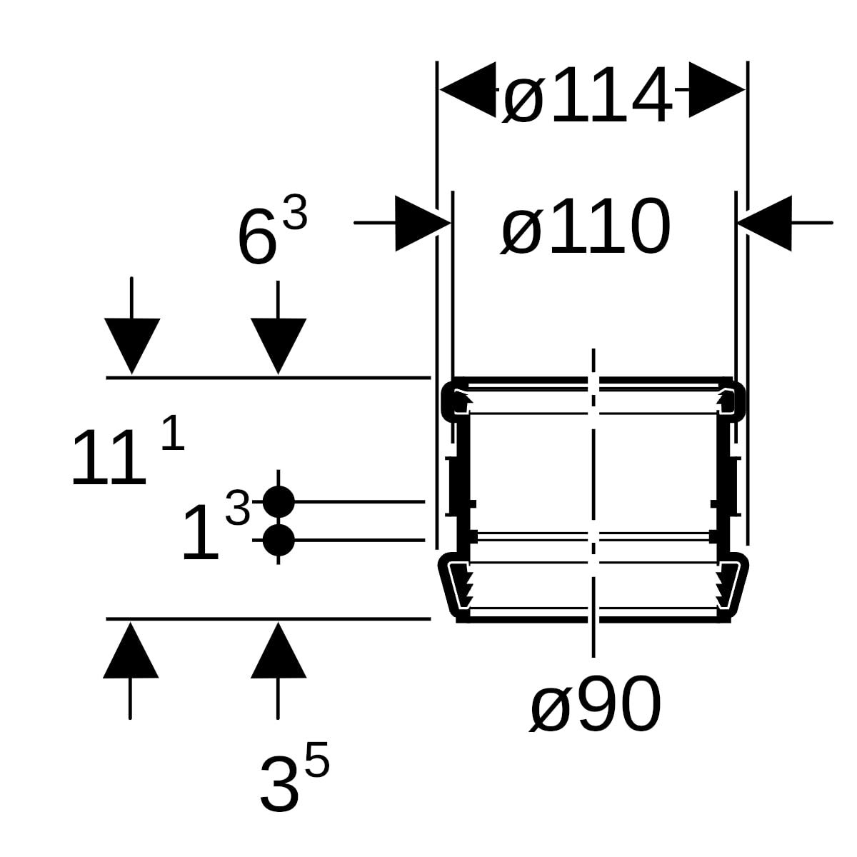 Geberit Silent-db20 Stütz- und Dehnmuffe