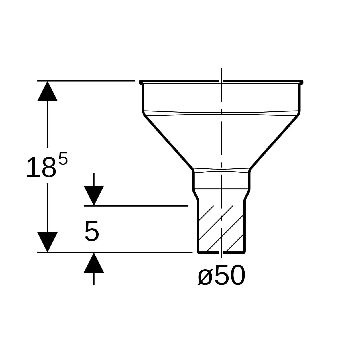Geberit Trichter oval: d=50mm, schwarz