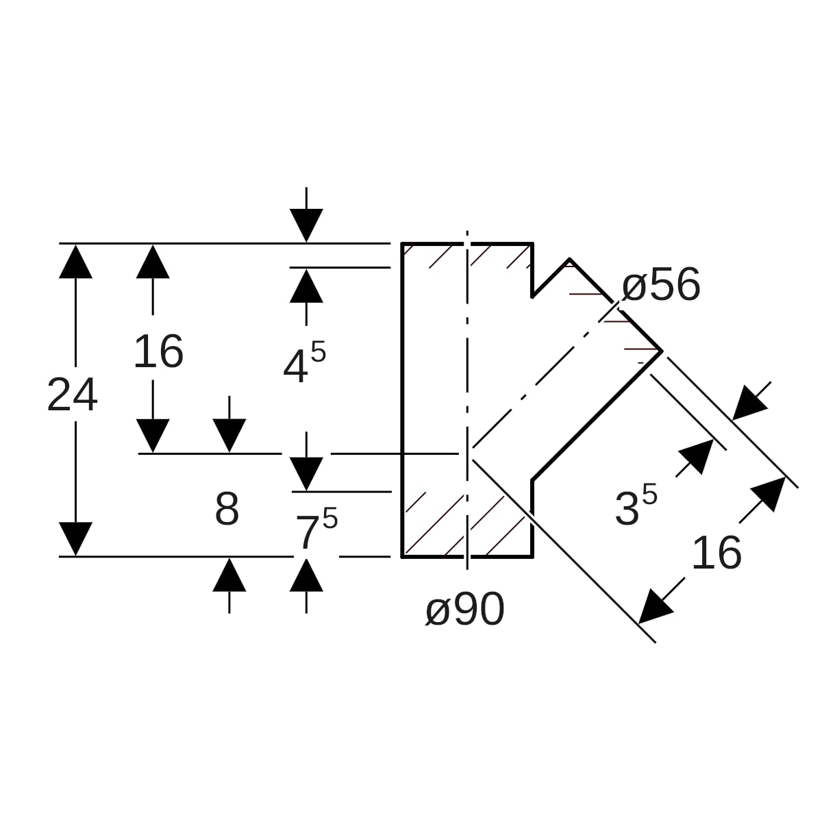 Geberit PE Abzweig 45°
