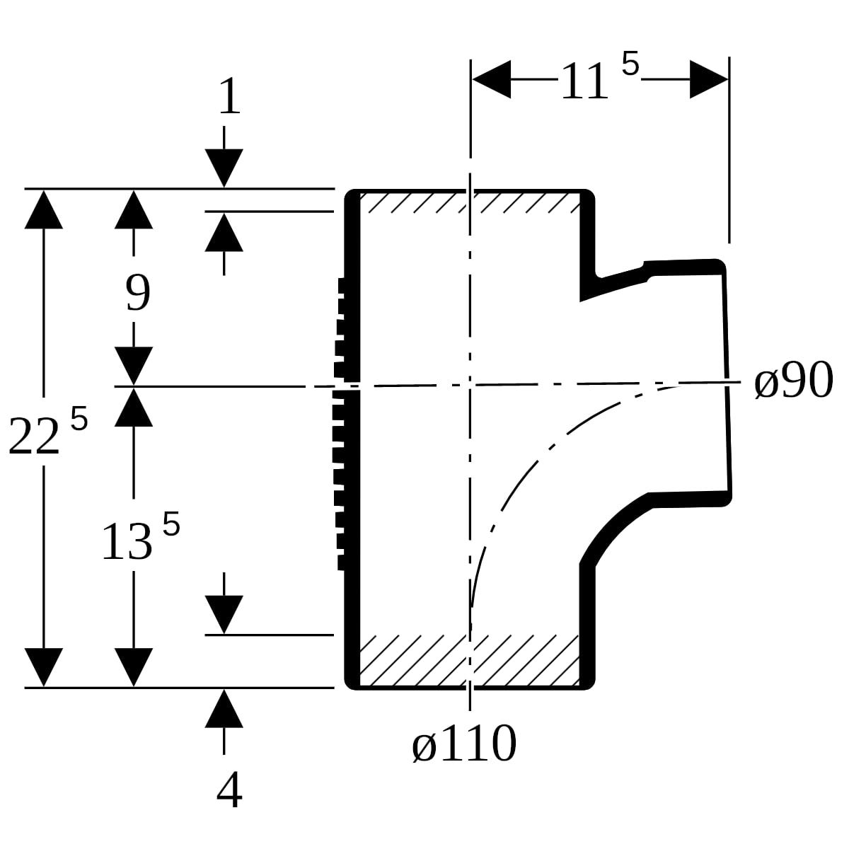 Geberit Silent-db20 Bogenabzweig 88,5°