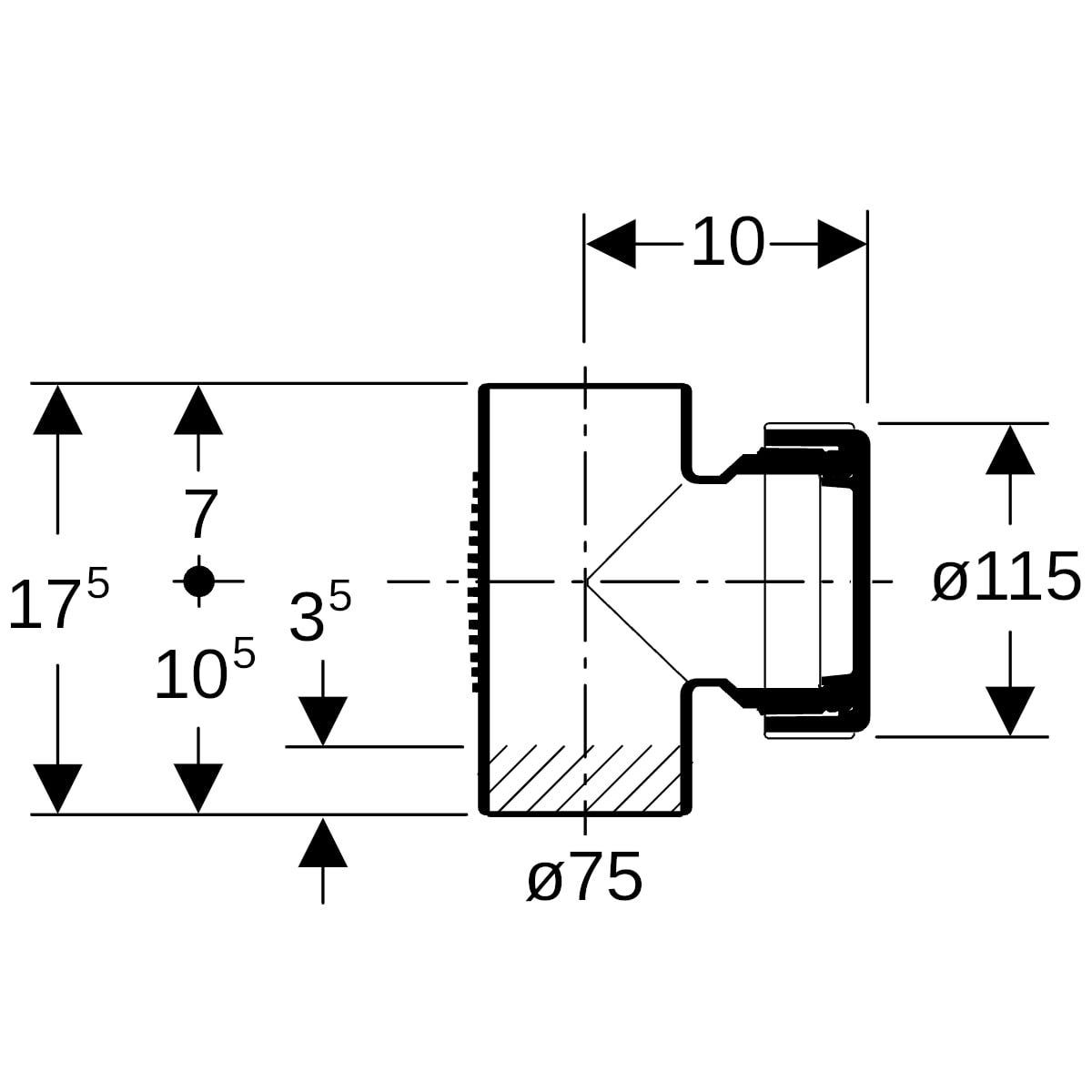 Geberit Silent-db20 Reinigungsstück 90° mit runder Serviceöffnung
