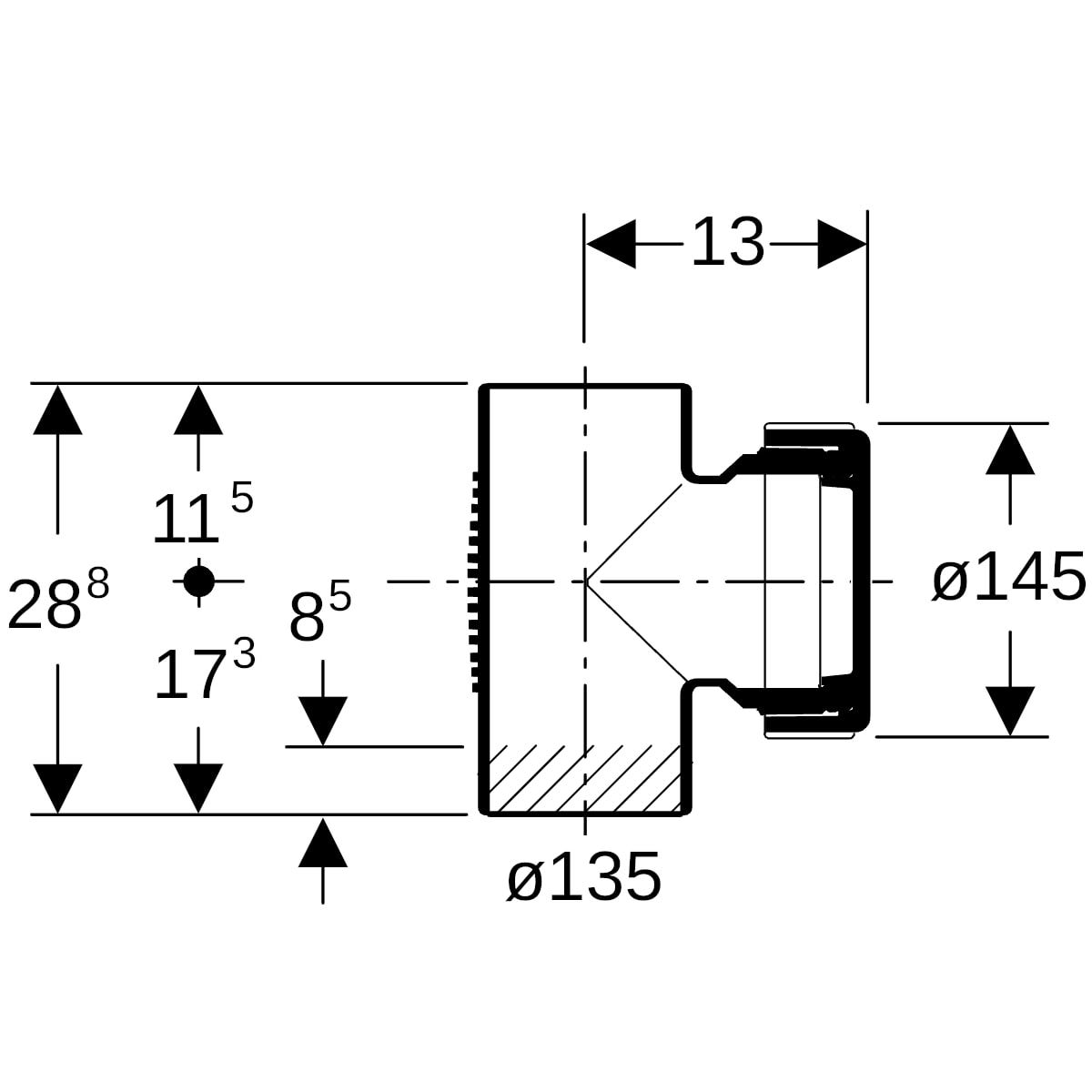Geberit Silent-db20 Reinigungsstück 90° mit runder Serviceöffnung