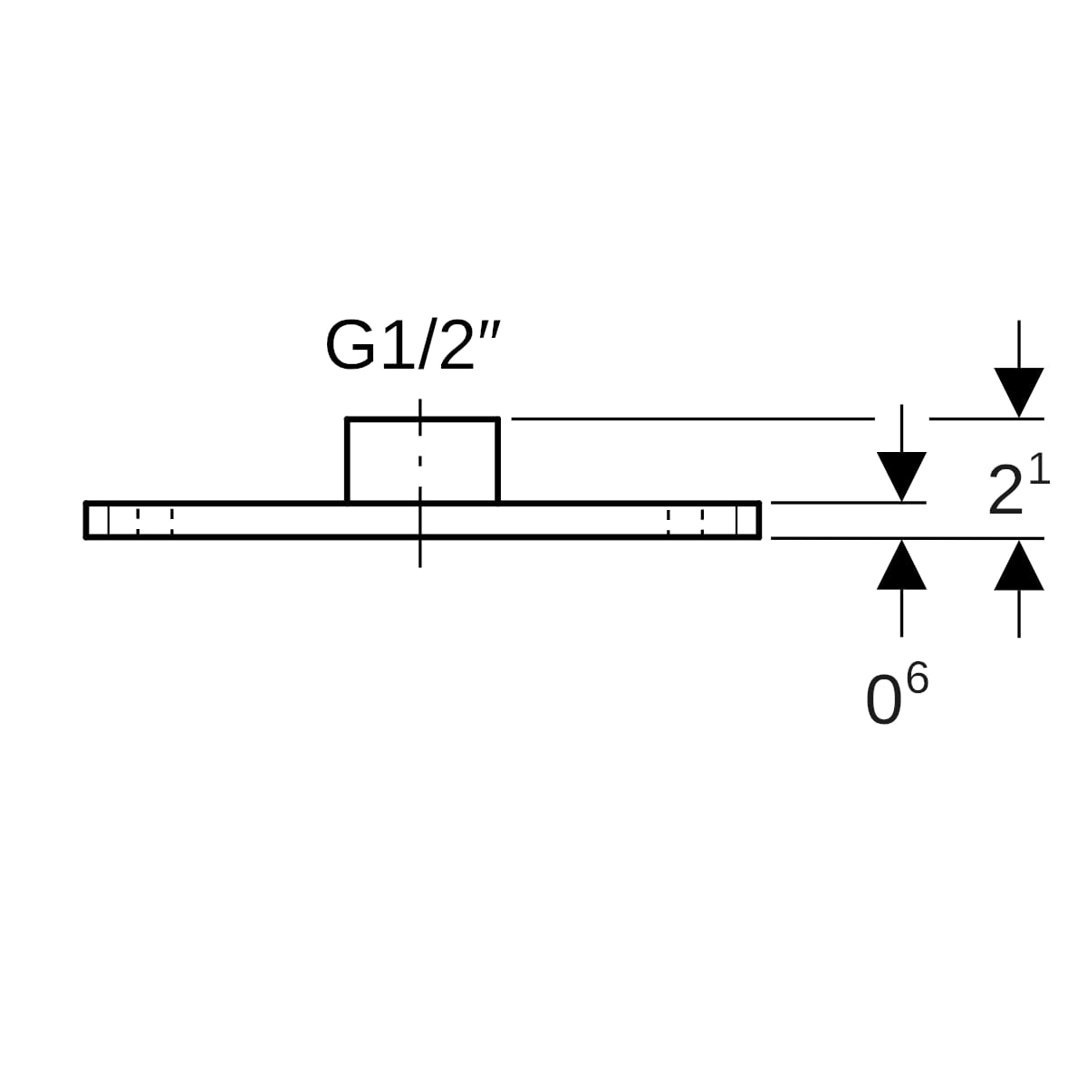 Geberit Grundplatte rechteckig, Zweiloch, mit Gewindemuffe