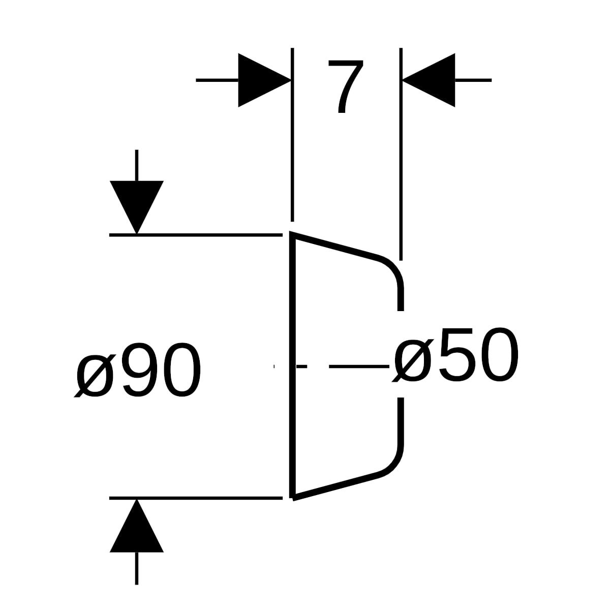 Geberit Wandrosette tief: d=50mm, D=9cm, H=7cm, weiß-alpin