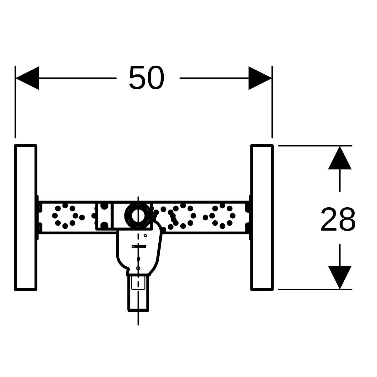GE Duofox Traversenelement WM Wandarmatur AP, mit UP-Siphon