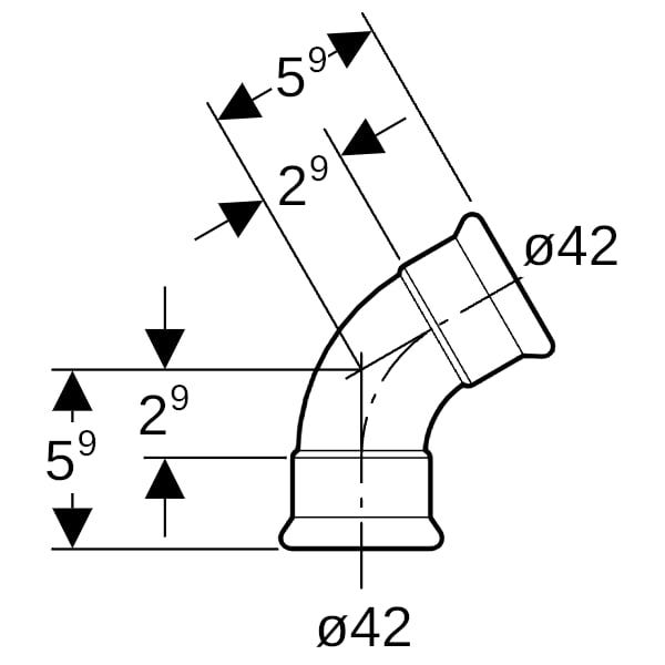 Geberit Mapress Edelstahl Bogen: 60°, d=42mm