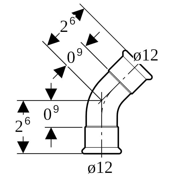 Geberit Mapress Kupfer Bogen: 45°