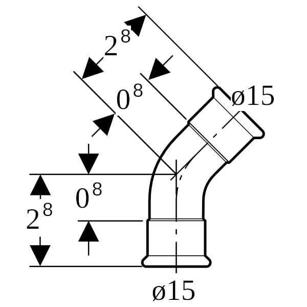 Geberit Mapress Kupfer Bogen: 45°