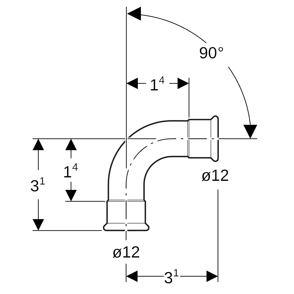 Geberit Mapress Kupfer Bogen: 90°