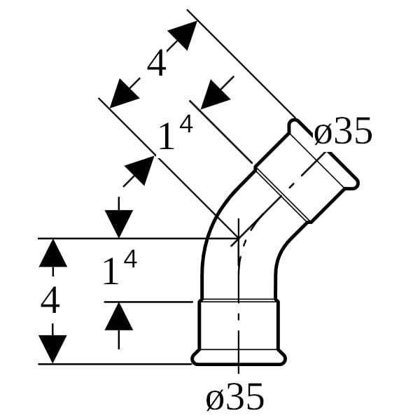 Geberit Mapress Kupfer Bogen (Gas): 45°
