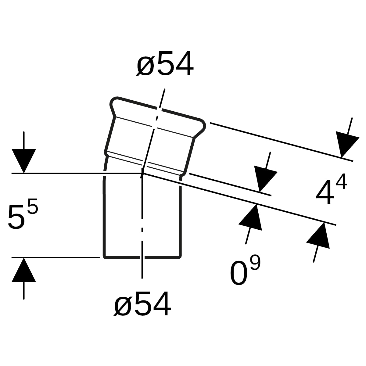 Geberit Mapress Edelstahl Bogen mit Einschubende: 15°, d=54mm