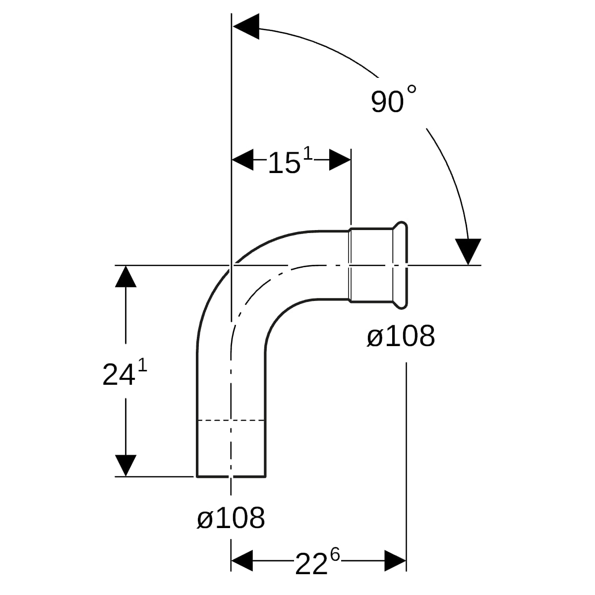 MAPRESS Edelstahl G Pressfitting Bogen (Gas) 90 Grad mit Schiebeende und Pressmuffe