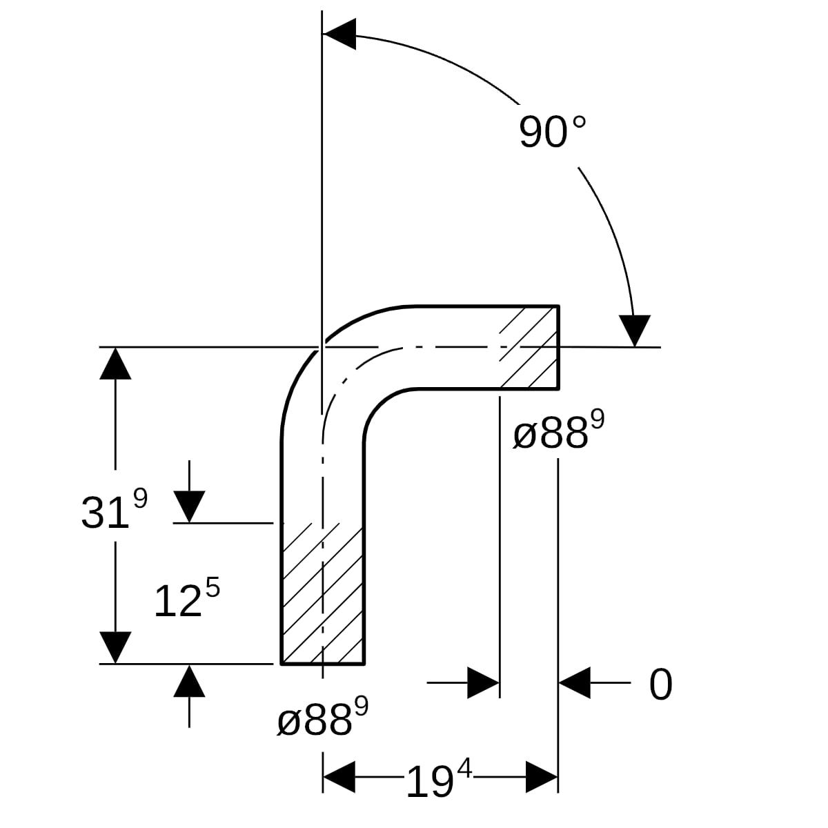 Geberit Mapress Edelstahl Passbogen: 90°