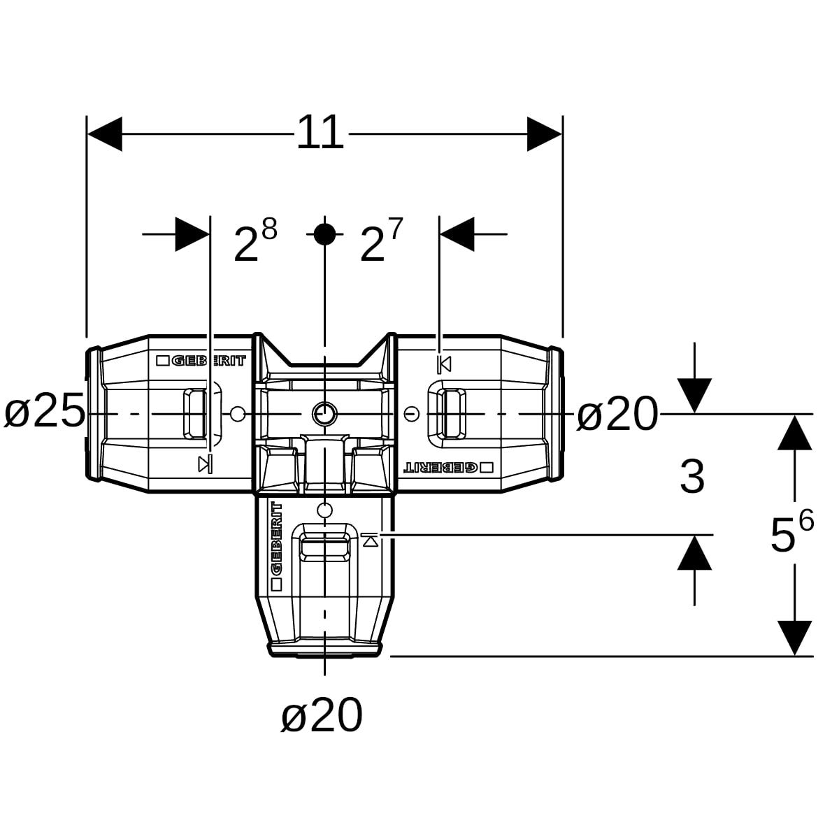 PushFit T-Stück reduziert PVDF 90°