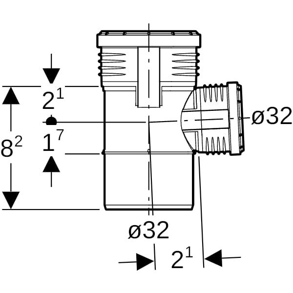 Geberit Silent-PP Abzweig 87,5°: d=32mm, d1=32mm