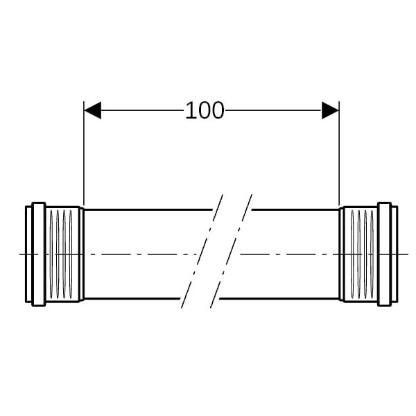 Geberit Silent-PP Rohr mit zwei Muffen: L=100cm
