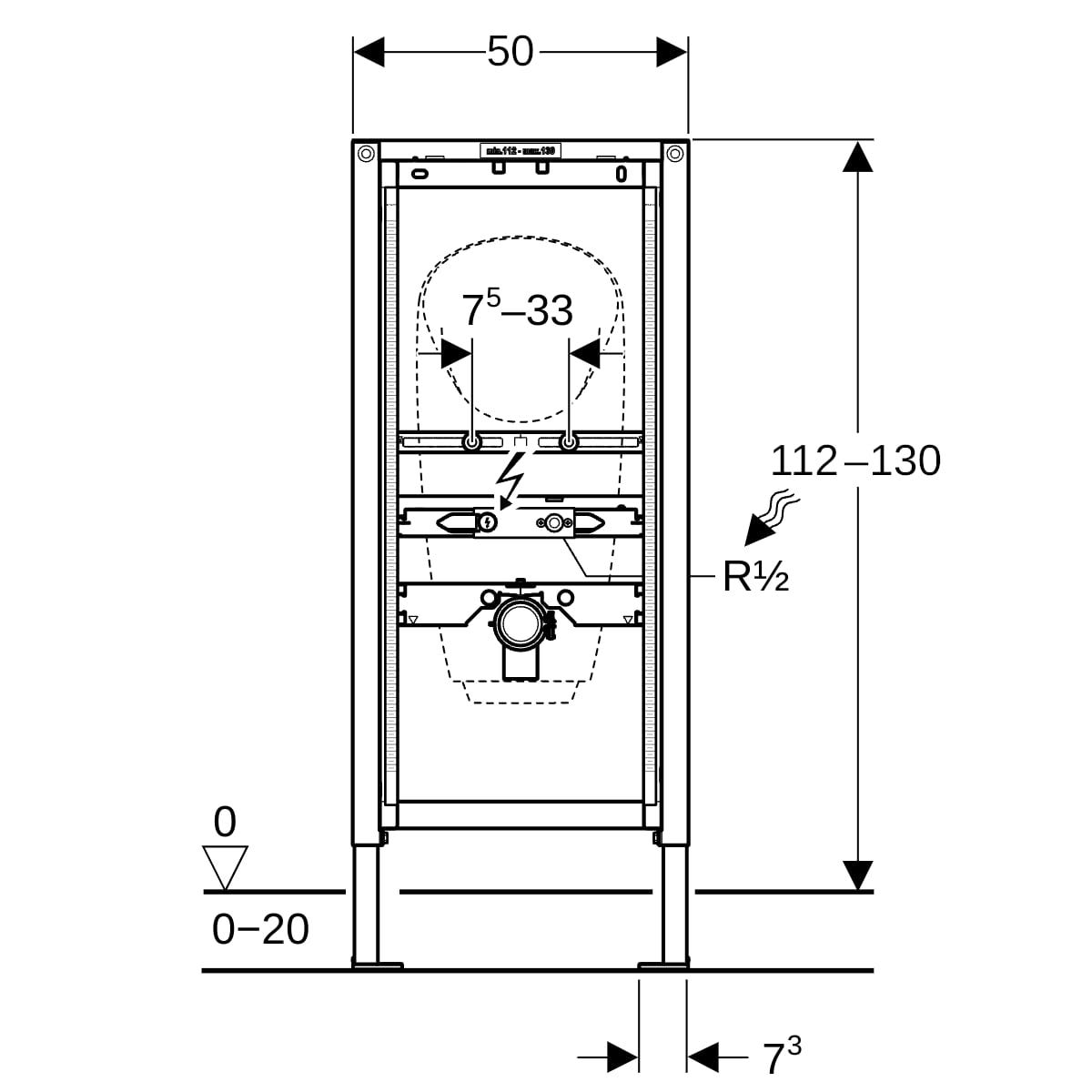 Geberit Duofix Element für Urinal 112-130 cm Universal für AP-Druckspüler