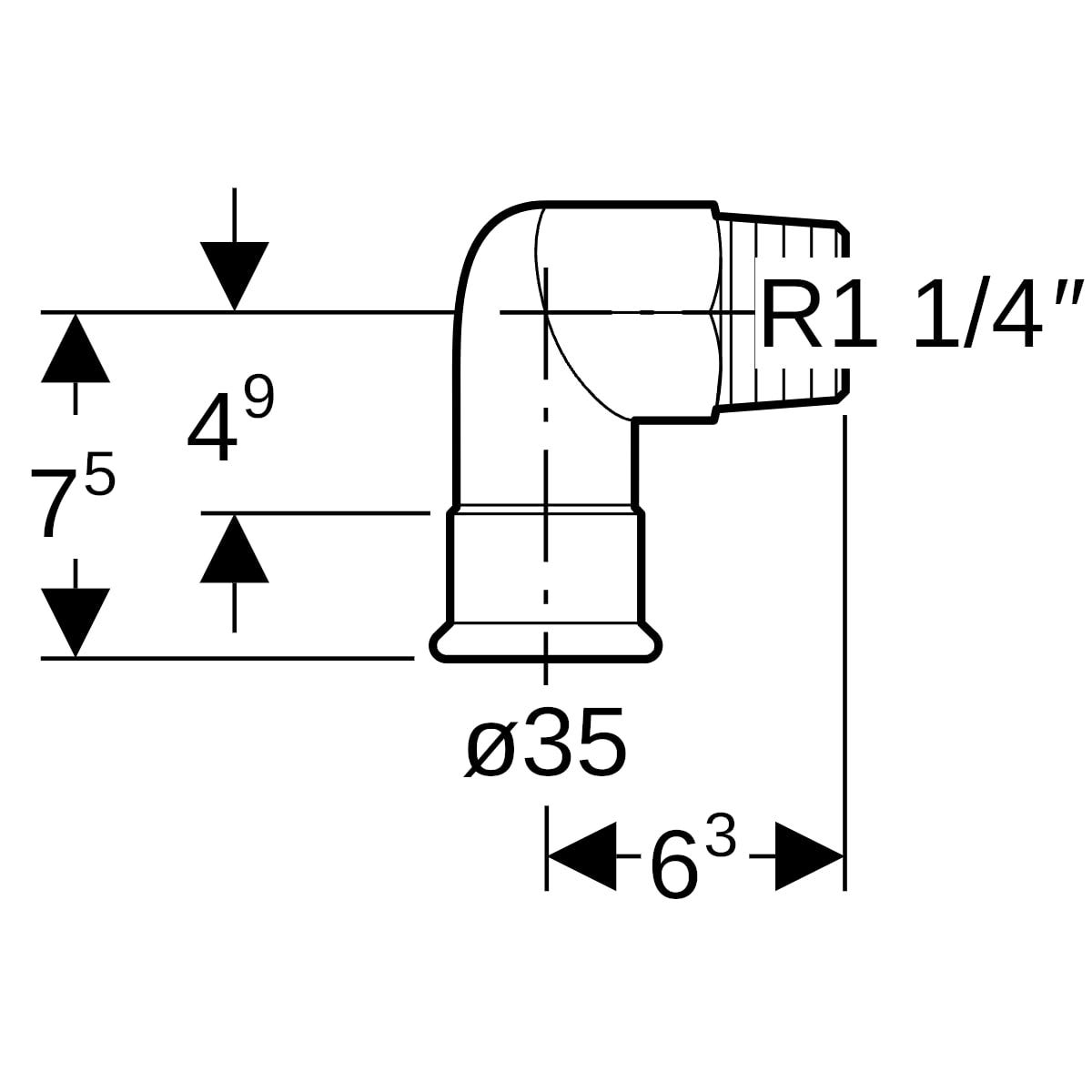 Geberit Mapress Edelstahl Übergangswinkel 90° mit Außengewinde