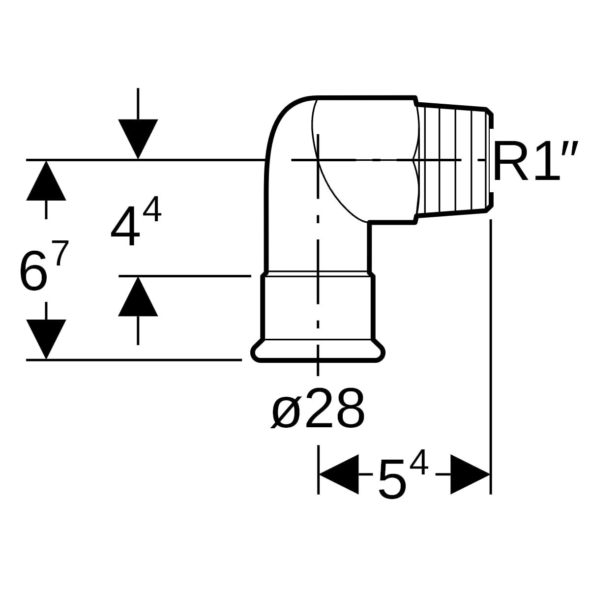 MAPRESS Edelstahl G Pressfitting Übergangswinkel (Gas), Pressmuffe / Außengewinde konisch BSPT-R, 90°
