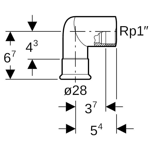 Geberit Mapress Edelstahl Übergangswinkel 90° mit Innengewinde
