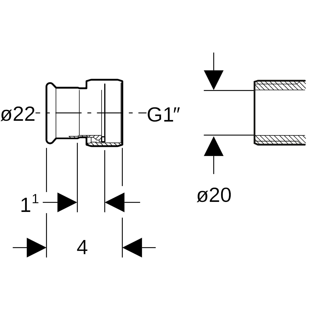 Geberit Mapress Kupfer Übergang mit Überwurfmutter: CC499K