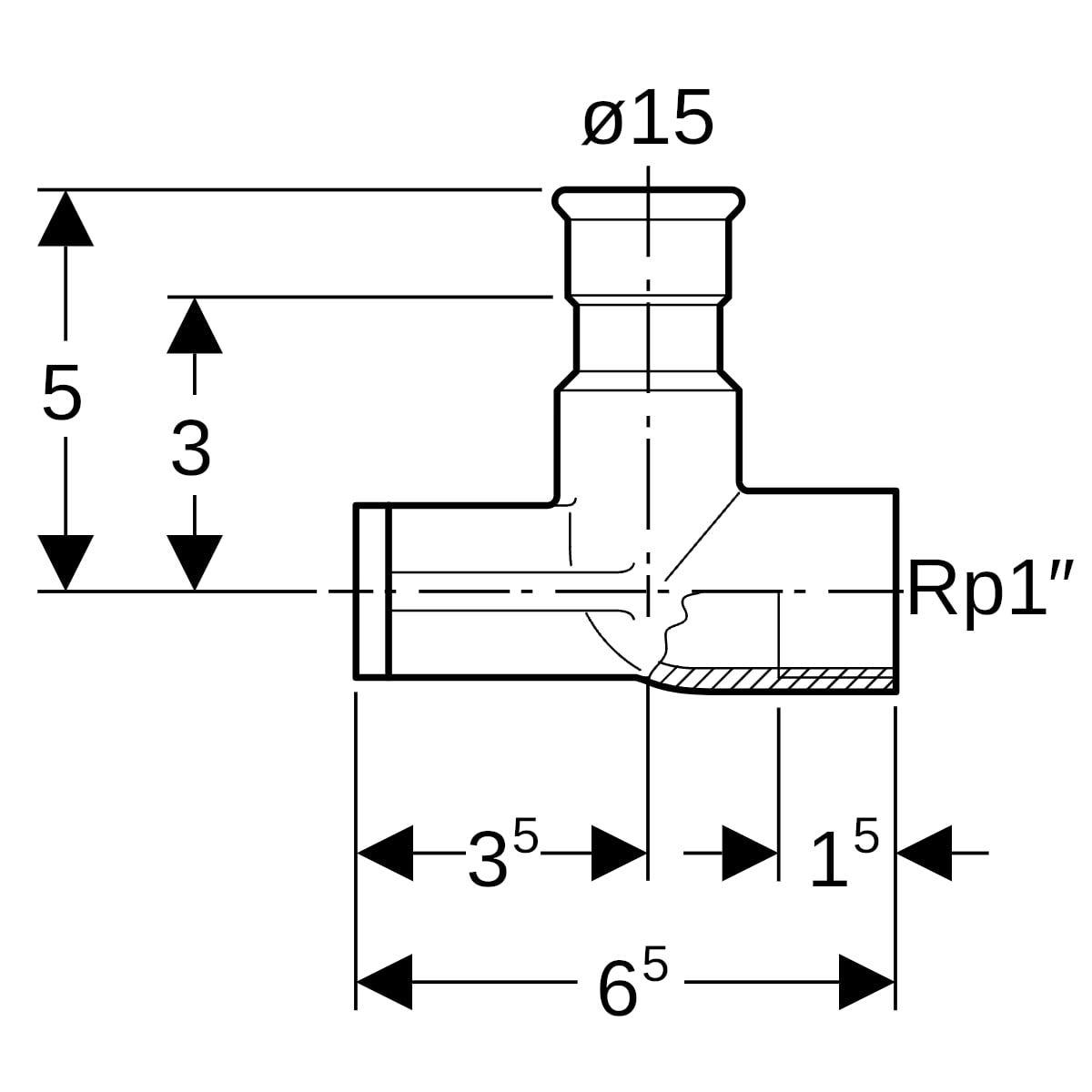 Geberit Mapress Edelstahl Anschlusswinkel 90° abgesetzt