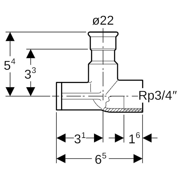 Geberit Mapress Edelstahl Anschlusswinkel 90° abgesetzt