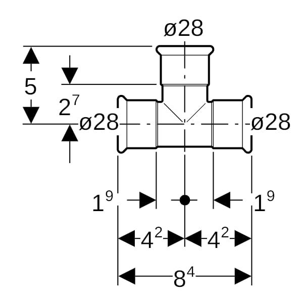 MAPRESS Edelstahl T-Stück, 90°-Pressmuffe (LABS-frei) (LABS-frei)