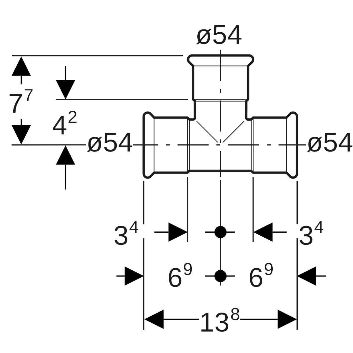 MAPRESS Edelstahl T-Stück, 90°-Pressmuffe (LABS-frei) (LABS-frei)