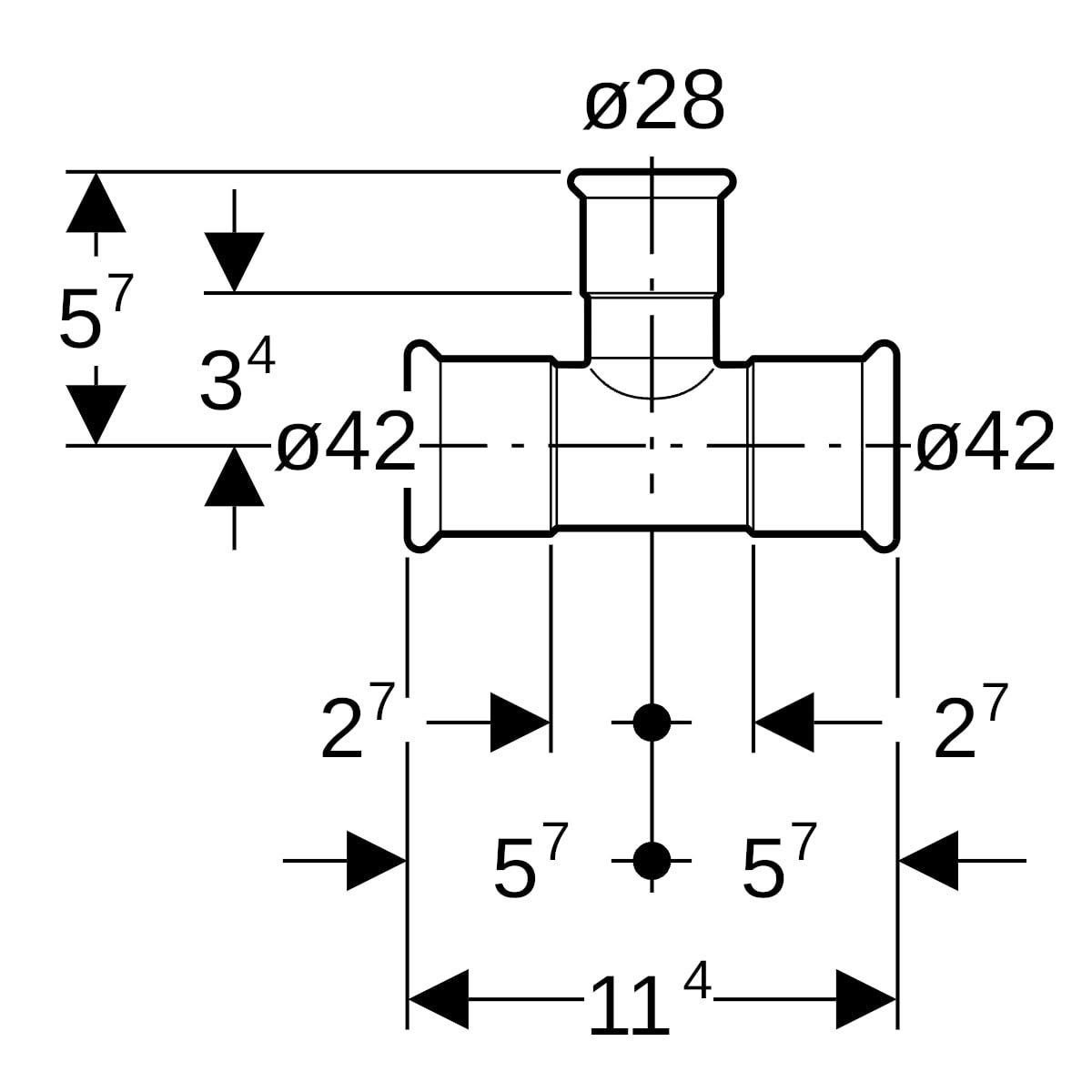 MAPRESS Edelstahl G Pressfitting T-Stück reduziert (Gas), 90°