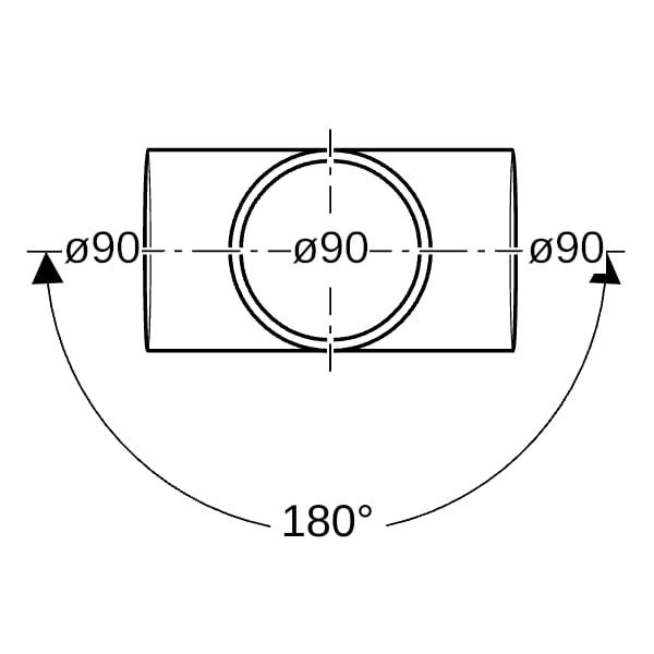 GEBERIT db20 Bogenabzweig zweif. 88,5/180 Grad, DN 90 (d 90 mm)