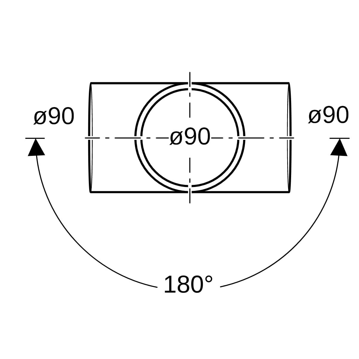 GEBERIT db20 Bogenabzweig zweif. 88,5/180 Grad, DN 90 (d 90 mm)