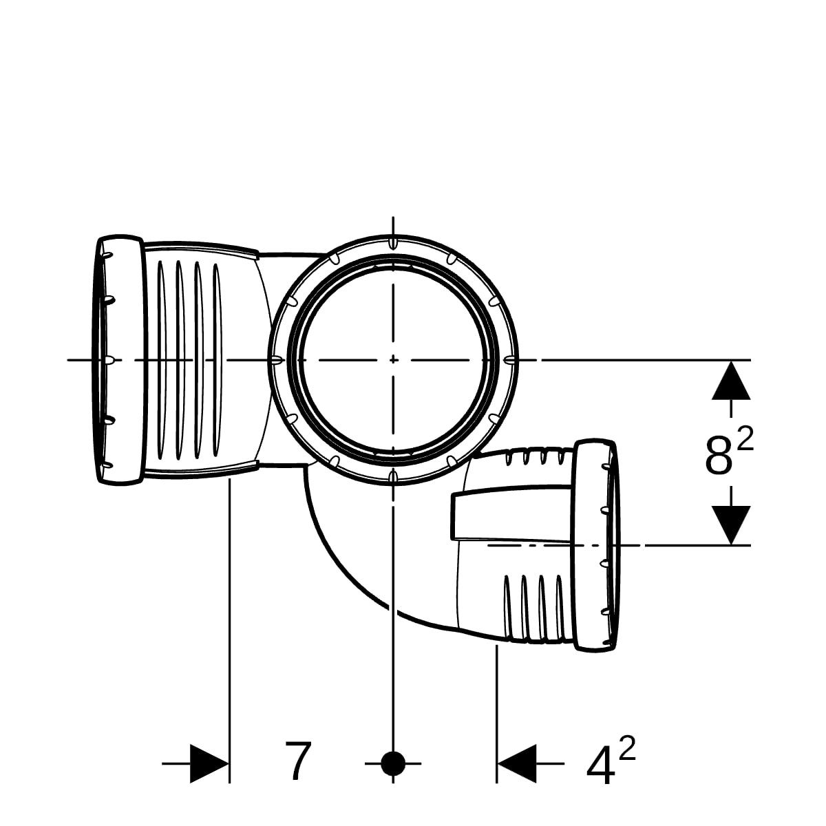 Geberit Silent-Pro Schachtbogenabzweig rechts 4-Anschluss-Fitting
