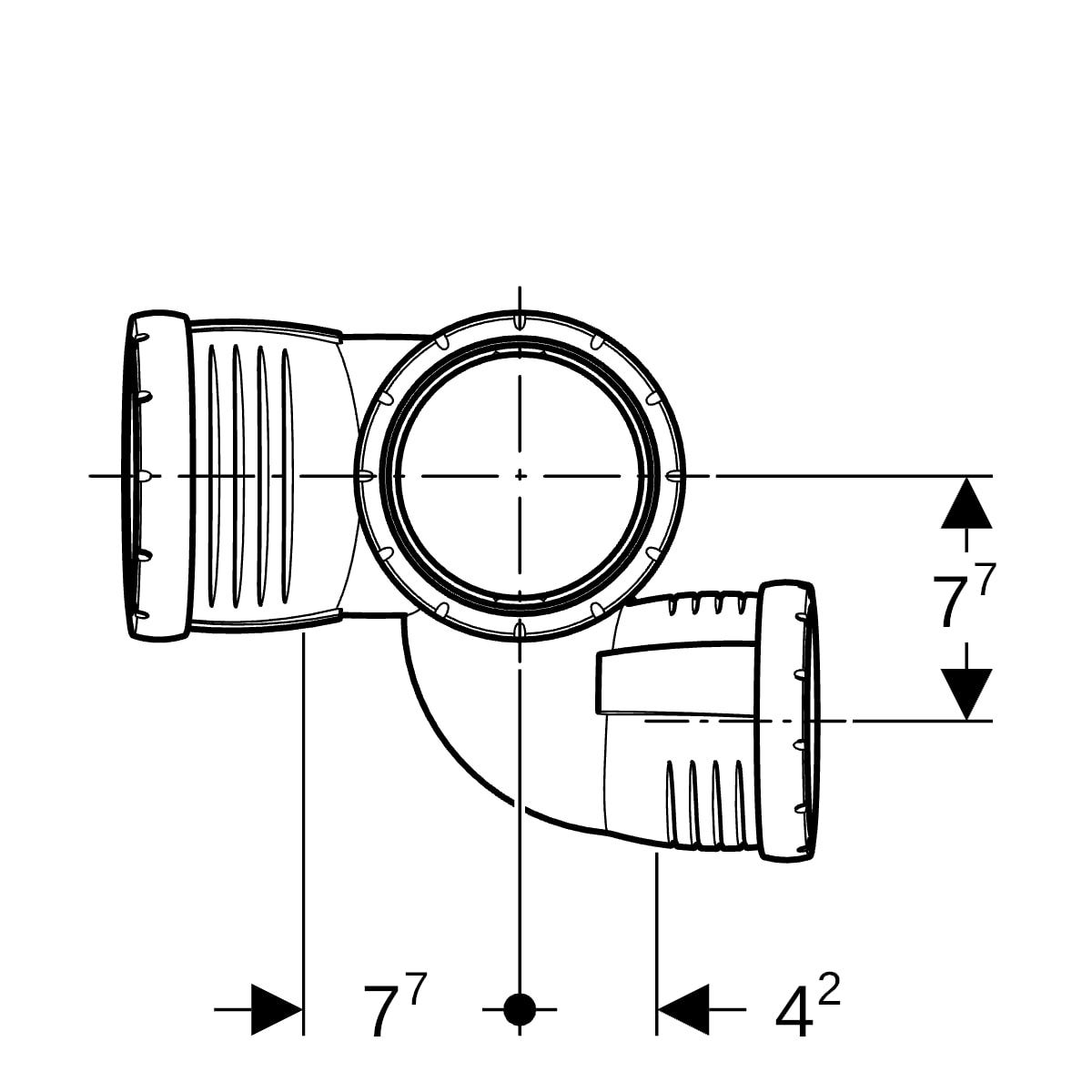 Geberit Silent-Pro Schachtbogenabzweig rechts 4-Anschluss-Fitting