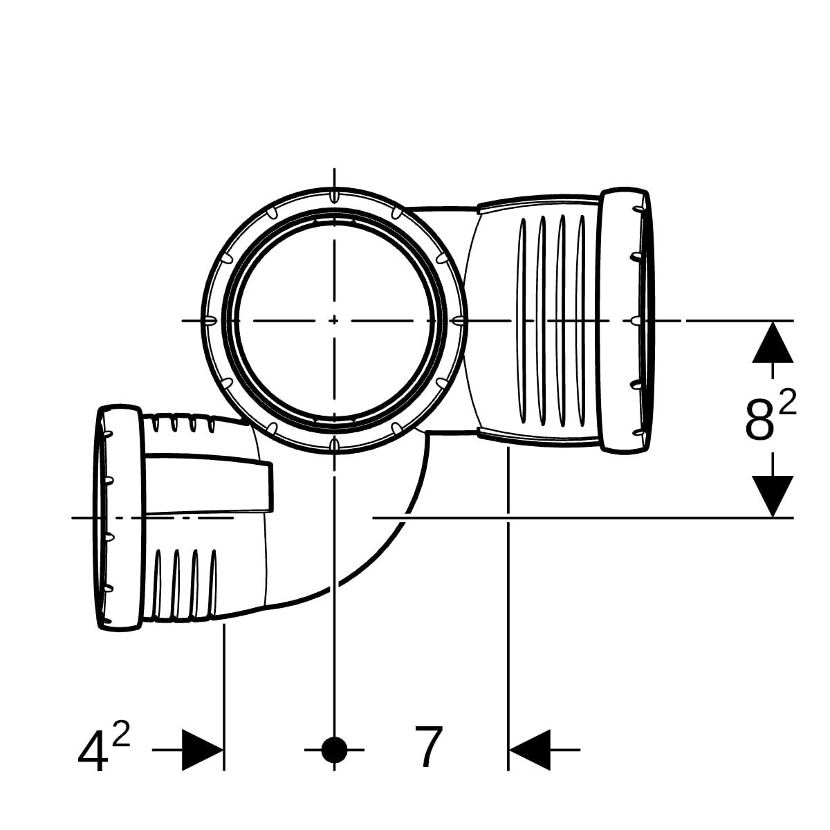 Geberit Silent-Pro Schachtbogenabzweig rechts 4-Anschluss-Fitting