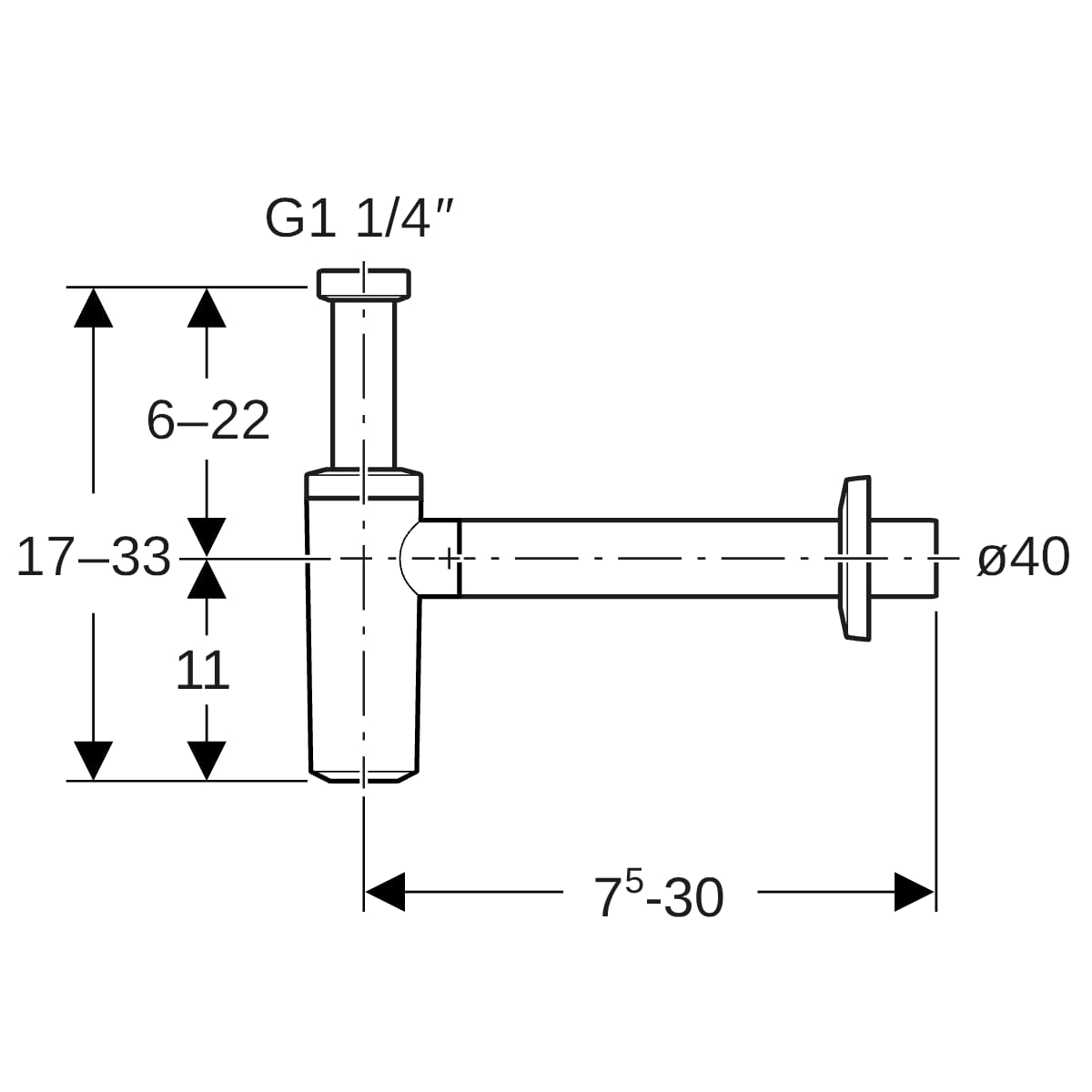 Geberit Tauchrohrgeruchsverschluss für Waschbecken, mit Ventilrosette, Abgang horizontal, PP, weiß-alpin