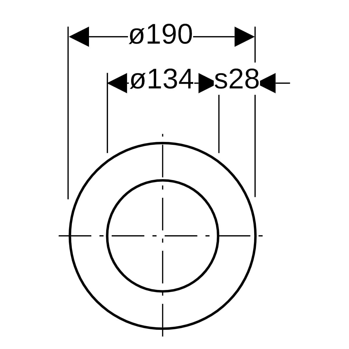Geberit Rohrschott120: d=110mm, di=134mm