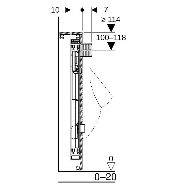 Geberit GIS Element für Urinal, 114 cm, universell