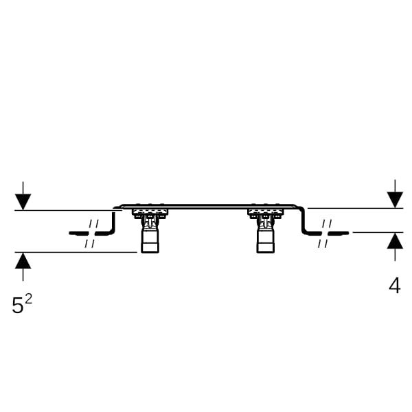 Geberit Anschlusswinkel 90° mit Außengewinde MF 1/2", vormontiert, zweifach: CC499K, RMF=1/2″, Rp=1/2″, L1=5.2cm, AD=15.3cm