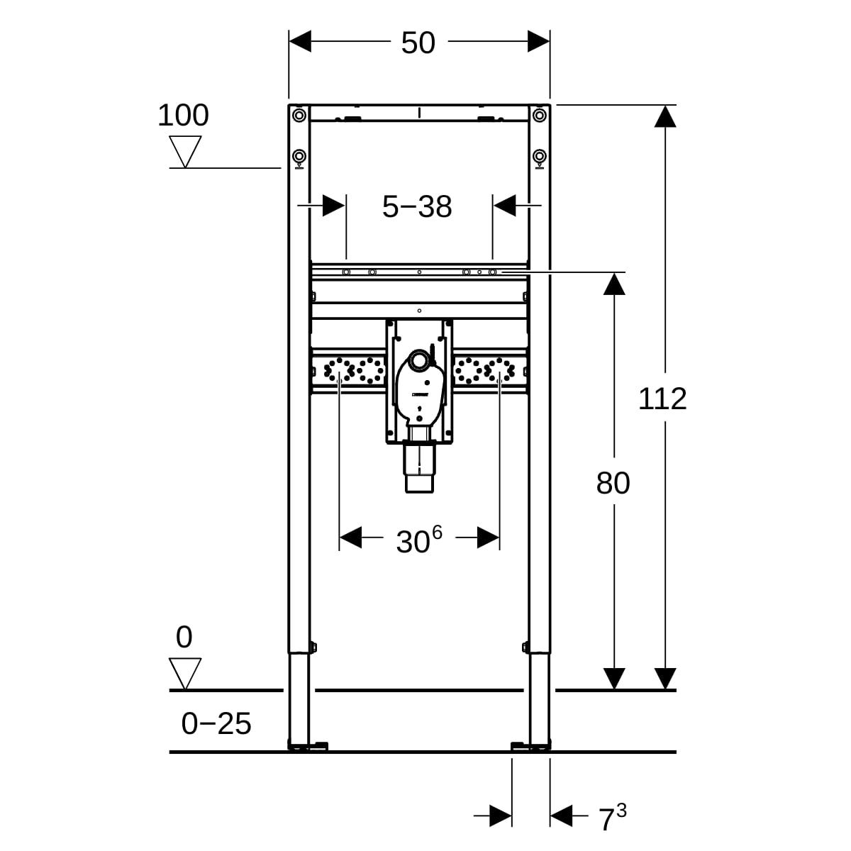 Geberit Duofix Element für Waschtisch, Stahl, 112 cm, Standarmatur, mit UP-Geruchsverschluss