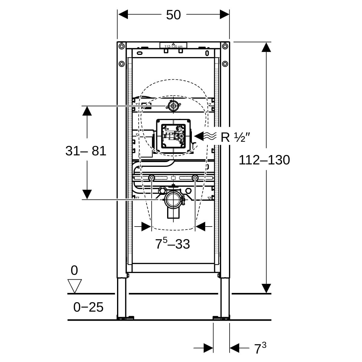 GE Duofix Element f. Urinal, 112-130 cm universell