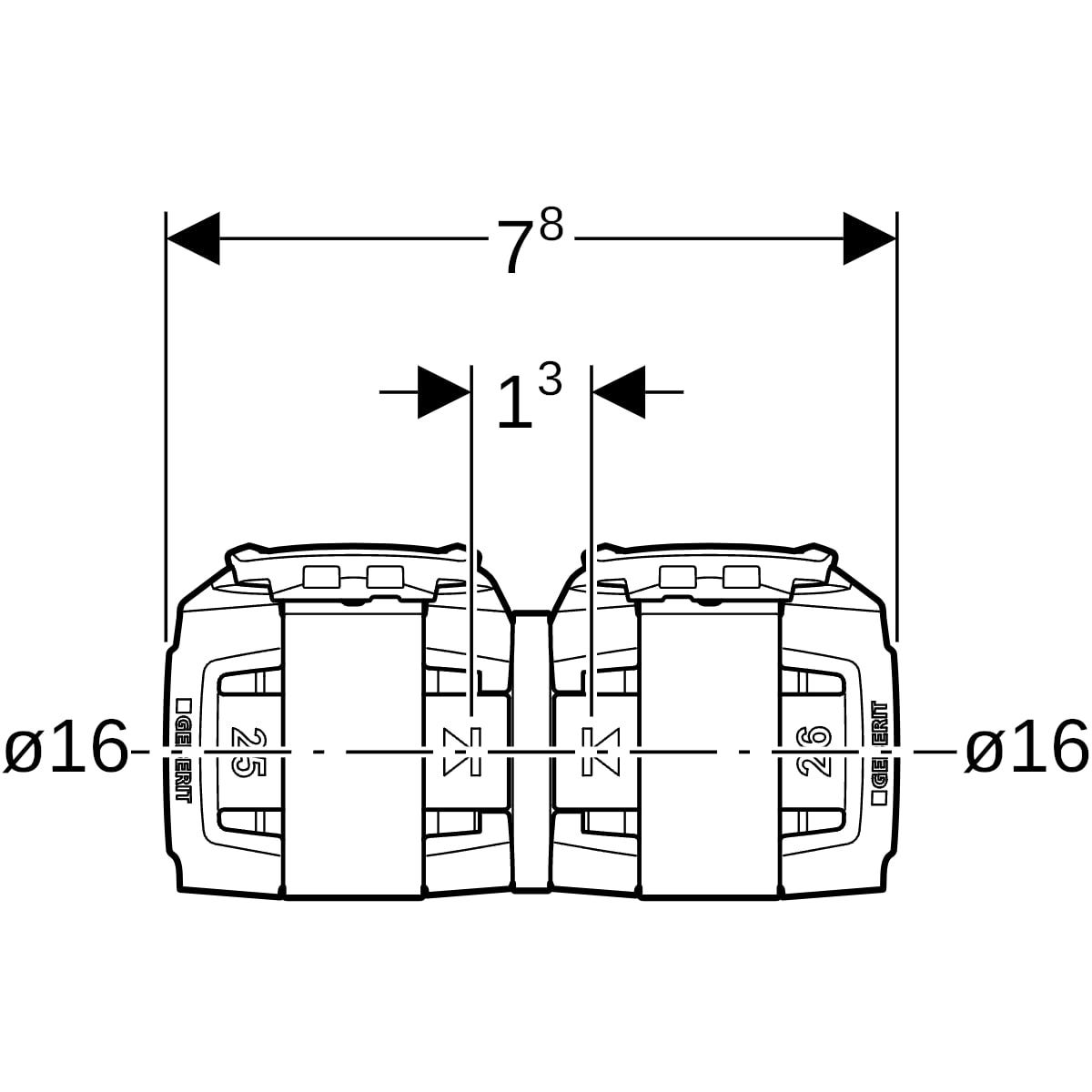 Geberit FlowFit Übergang auf Geberit Mepla: Werkstoff=Bleifreie Siliziumbronze (CuZn21Si3P)