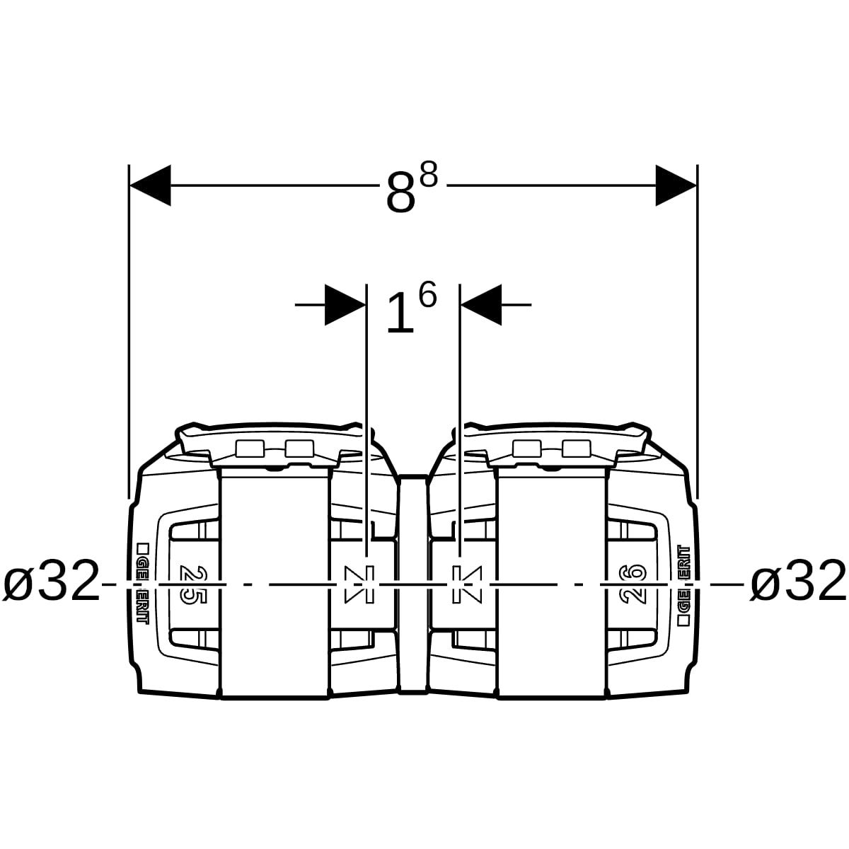 Geberit FlowFit Übergang auf Geberit Mepla: Werkstoff=Bleifreie Siliziumbronze (CuZn21Si3P)