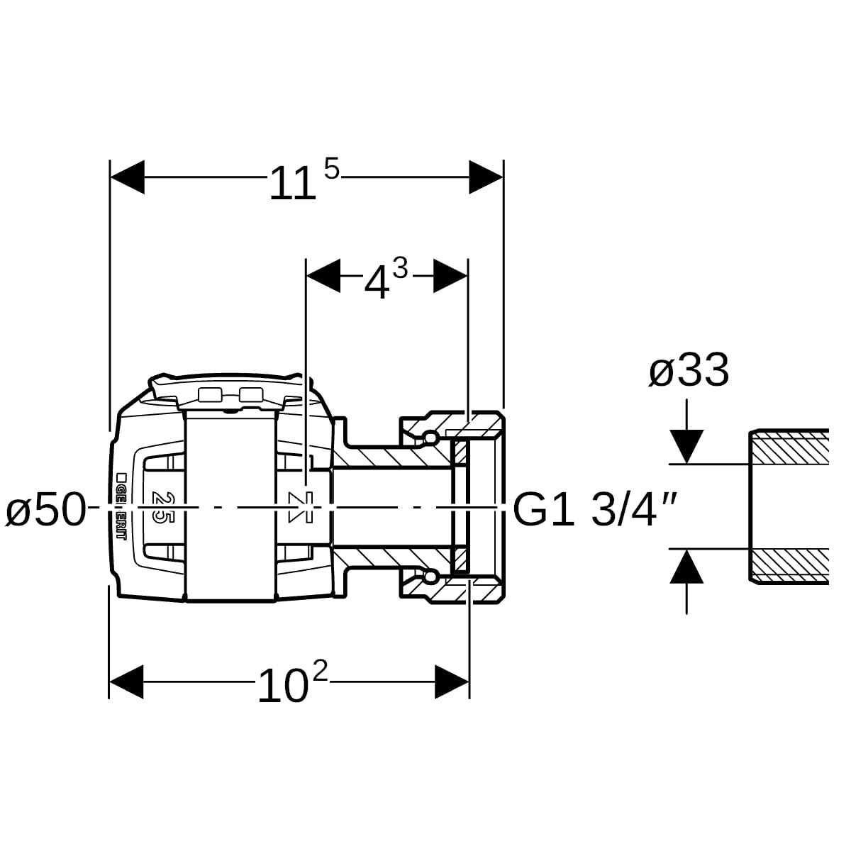Geberit FlowFit Übergang mit Überwurfmutter