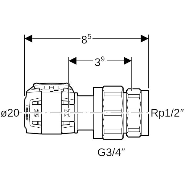 FlowFit Übergangsverschraubung gerade Pressmuffe auf Innengewinde zylindrisch BSPT-Rp (ISO 7-1 / EN 10226-1)