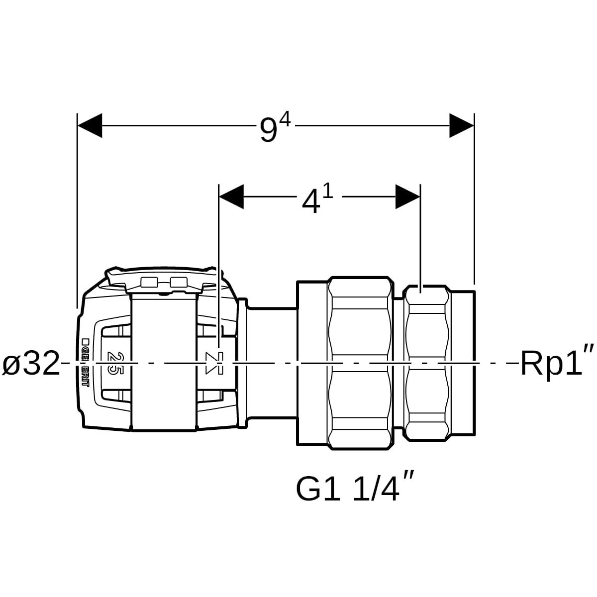 FlowFit Übergangsverschraubung gerade Pressmuffe auf Innengewinde zylindrisch BSPT-Rp (ISO 7-1 / EN 10226-1)