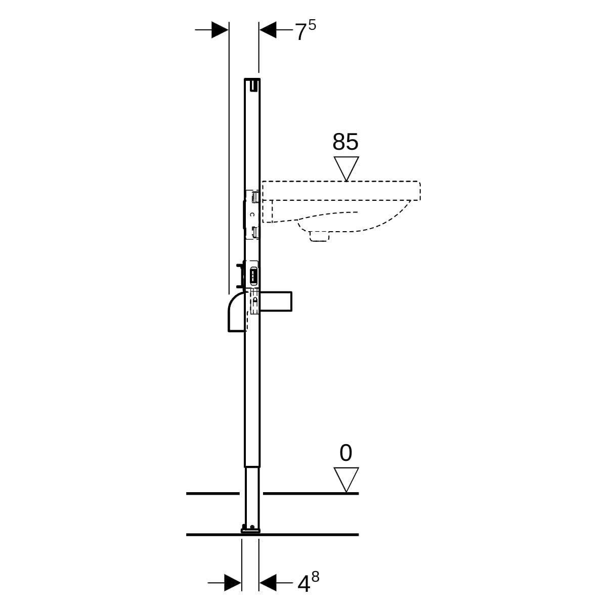 Geberit Duofix Element für WT, 112 cm für Standarmatur